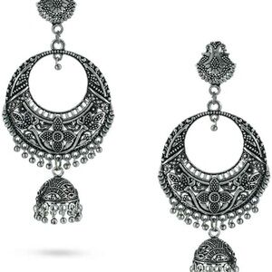 India Boutique Silver Ornate Earrings